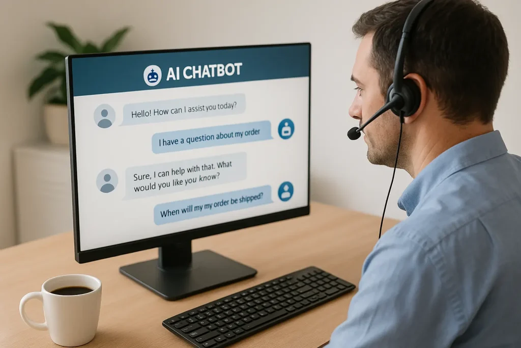 AI chatbot assisting a customer in a support interaction