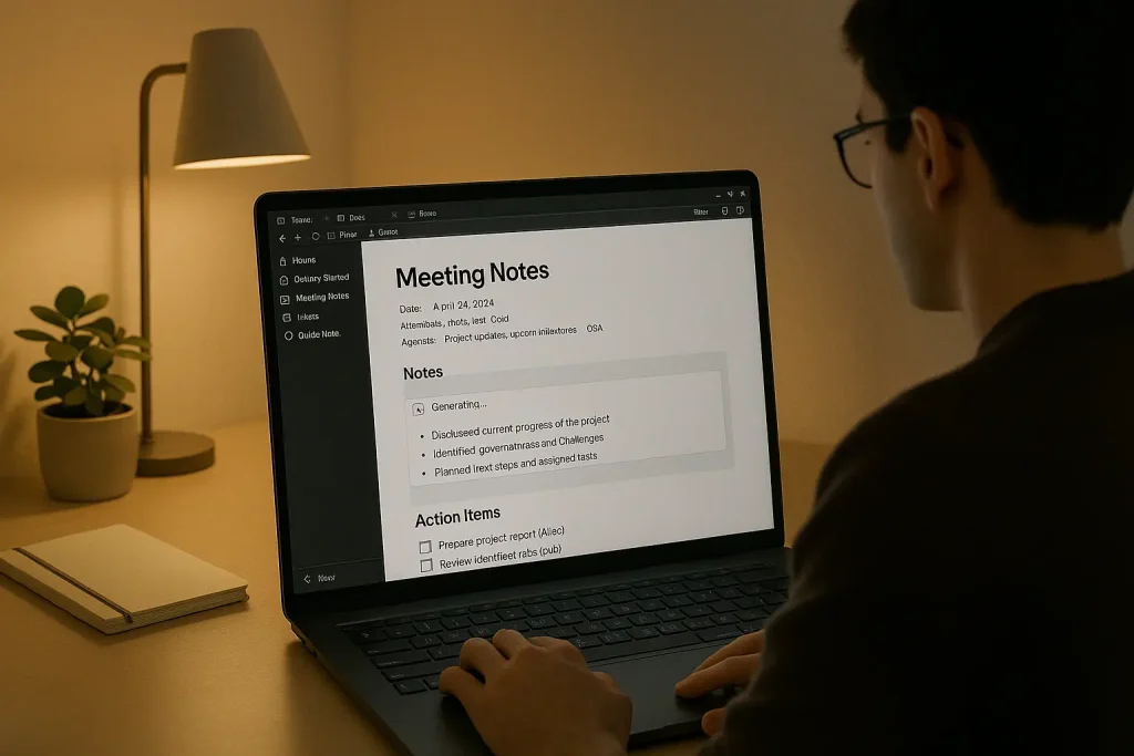 Notion AI generating content in a project workspace