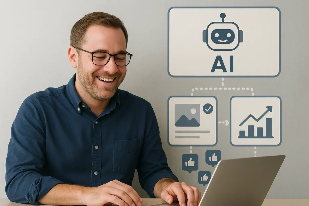 A digital marketer using AI for automated social media posting and content management.